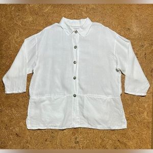 Bryn Walker 100% Linen White Oversized Button Down Cardigan Sz S